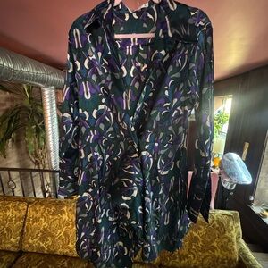Stylish Green and Purple Patterned Shirt